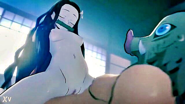 riding, cowgirl, cute - nezuko inosuke orgy