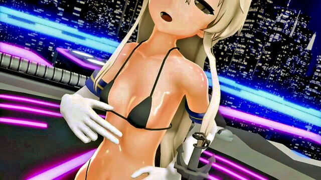 rhea, moegi kazamatsuri (naruto), wearing condom - mmd shimakaze big juice
