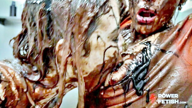 filthy, food smearing, powerfetish - foot anal fisting lez