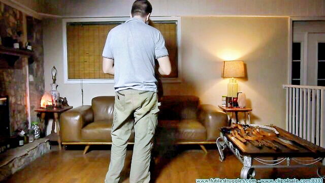 bondage, futile struggles, slave - leather bondage struggle