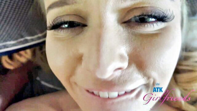 amateur, reality, pov - blondie gives footjob in bed