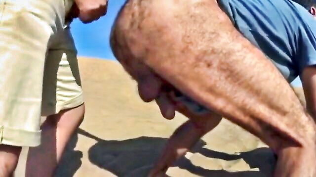 bear, amateur, outdoor - outdoor blowjob on the dune