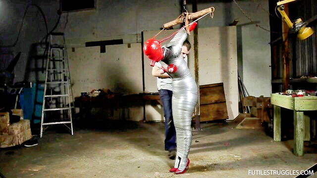 futile struggles, bondage, humiliation - bondage tape with diamondly