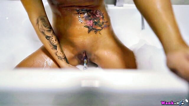 big tits, pornstar, brunette - natalia forrest bathtime masturbation