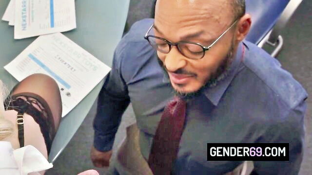 blonde, transsexuals, ass - transsexual boss takes bbc