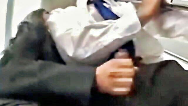big cock, asian handjob in bus, butt - public bus asian handjob