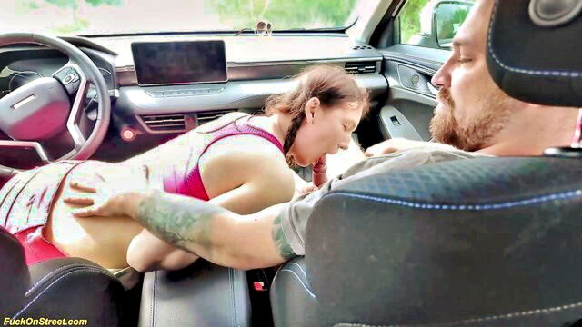 blowjob, car sex, missionary - anal sex in the car