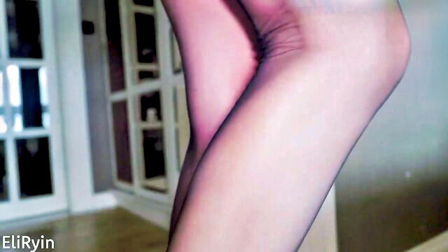 high heels, natural tits, ebony - nylon domina high heels