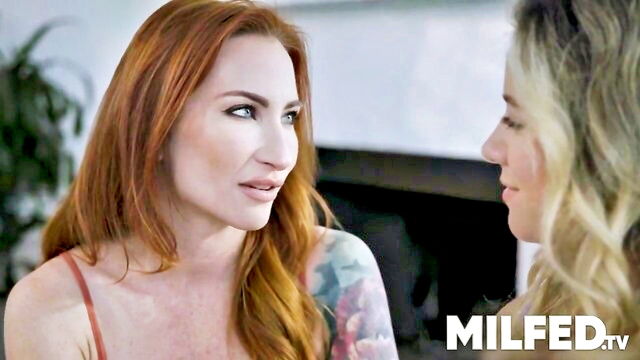 hot mom, lesbian, busty - stepmom dominates massive tits