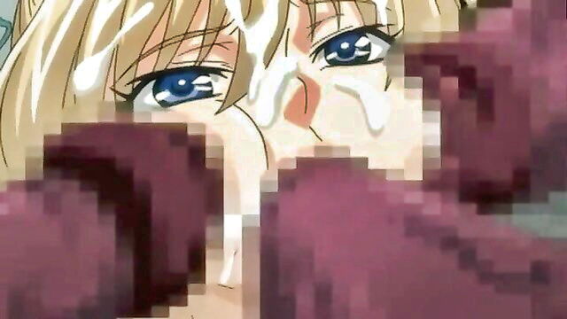 bondage, beast, blonde - hentai horse alien gangbang