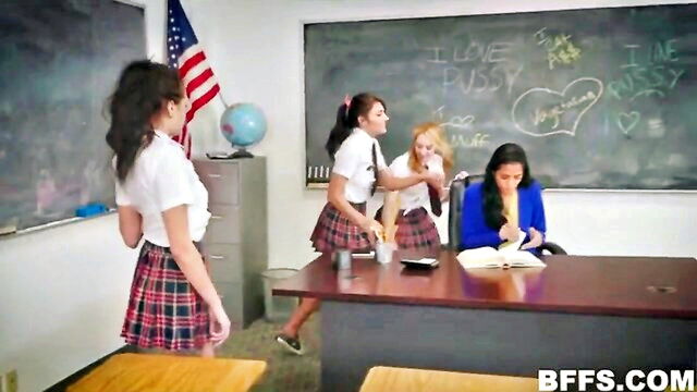 girl on girl, pussy licking, hot naked girls - lesbian sex with teacher