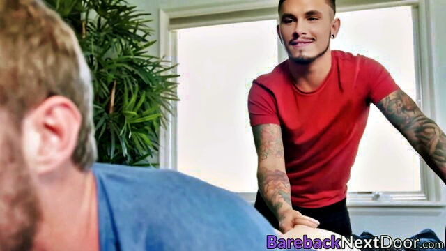 bareback, stud, barebacknextdoor - short inked gay boy fucks bearded boyfriend