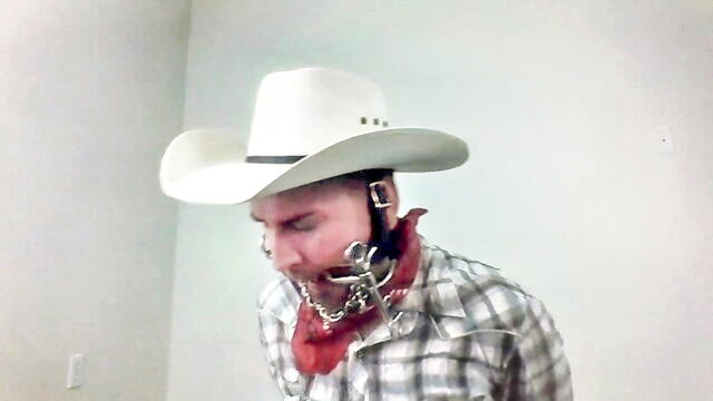 selfgags, gay selfbondage, latin - wild west bitgagged cowboy
