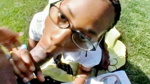 big dick, small tits, petite - black booty girl in specs