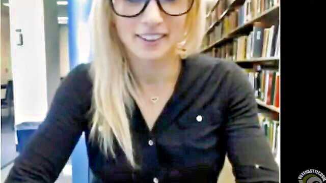 stunner, glasses, library - library girl with glasses unveiling