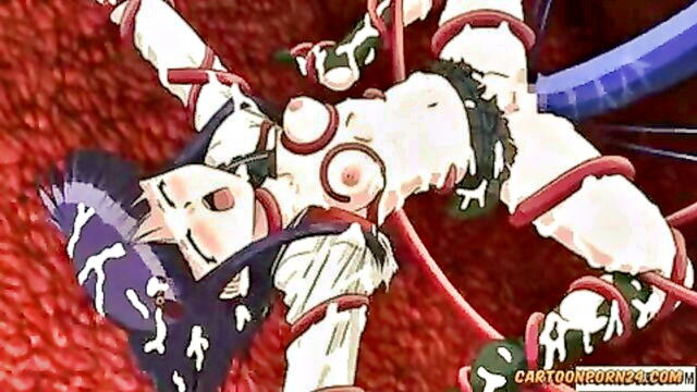hentai, orgasm, monster porn - hentai girl gets pounded hard