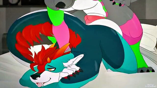 animation, big cock, muscle - freaky canines ball play