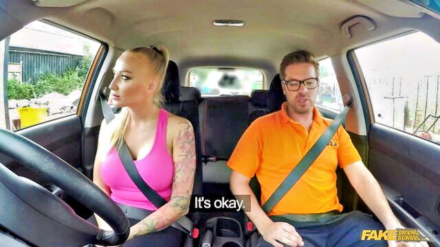 creampie, babe, blonde - fake driving rough blowjob