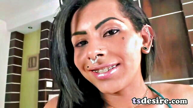 solo, tattooed, big fake tits - ts cutie isabelly fool around