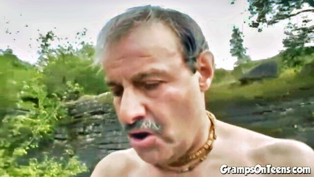 babe, gramps, teen - teen aggressively rides old cock
