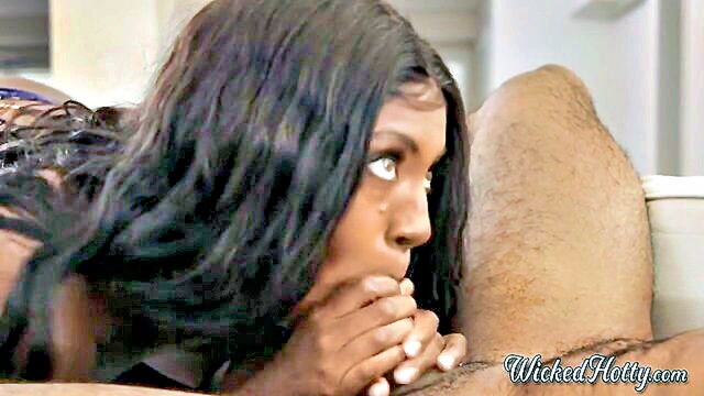 amari anne - tattooed ebony slut gets pounded hard and takes a facial