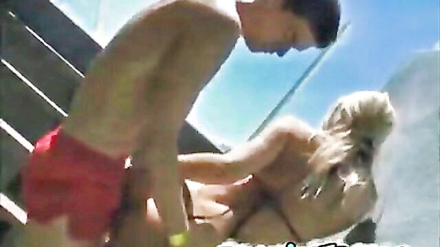 teen, cumshot, hardcore - bent over bikini girl