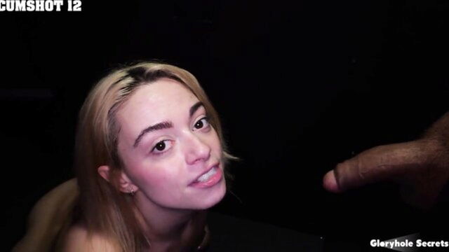 blowjob, gloryhole, blonde - gloryhole threesome with sophia burns