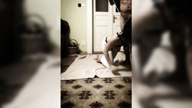 slave, amateur, pet play - dog walking fetish slave play