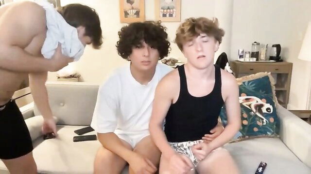 showing, friend, gay twinks - three friends show their ass