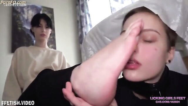 licking girls feet, femdom, feet - foot fetish 2 girls