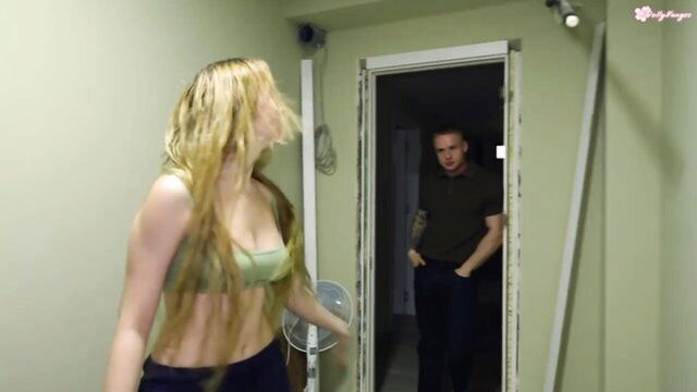 kissing, big tits, bondage - neighbor fence fuck