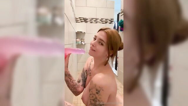 tattoos, dildo, shower - natalie shooshtime masturbation