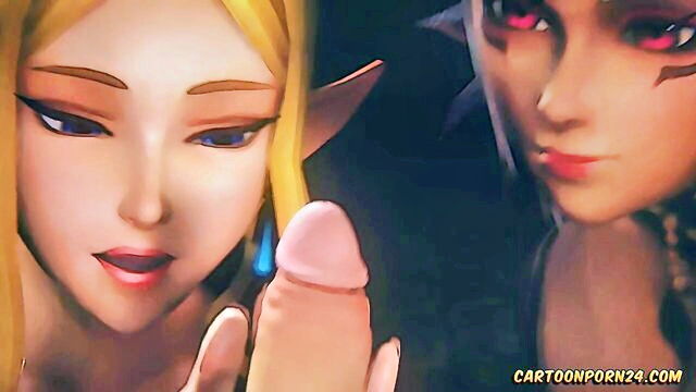 blowjob, blondes, cock licking - princess zelda blowjob