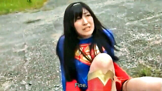 giga heroine, asian, threesome - gigantic superheroine in missionary and blowjob action