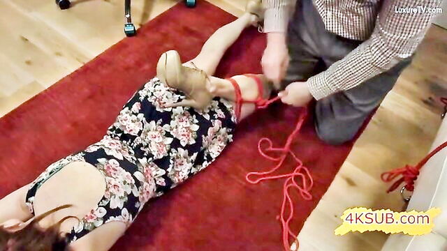 4k sub, bondage, slave - bondage 4k redhead