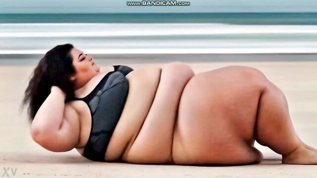 ebony, porn video, beach - ebony sbbw lesleaficbombshell