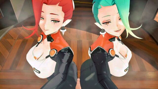 sameko saba (vtuber), bayernsfm (aritst), ellen joe (zenless zone zero) - bertha and lyla butt rub