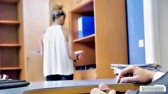 blonde, boss, big tits - office sex with secretary izzy mendosa
