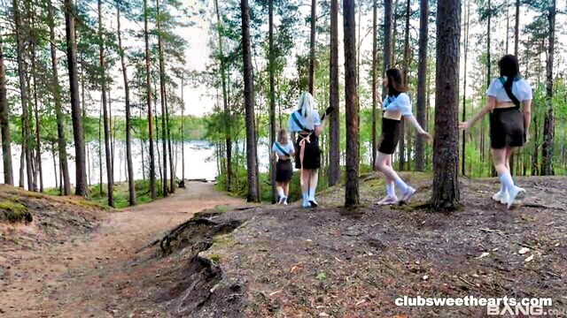 young sluts, young slut, in outdoor - lesbians having fun by the lake