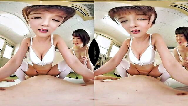 vr porn, threesome, group sex - vr asian teen pussy