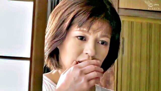 creampie, japanese, big tits - mature japanese housewife gives neighbor a sensual handjob and blowjob combo