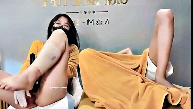 masturbation, asian, lesbian - two seductive girls reveal their private parts to a visitor during a sensual massage session