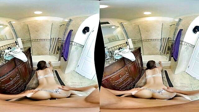 amateur, virtual reality, big tits - charming lass with large breasts in vr experience
