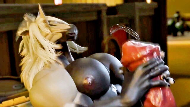 muscle, big cock, animation - horse stable jerk off