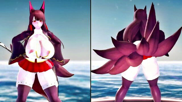gawr gura (vtuber), triple dick, slime - foxy fx helltaker dance