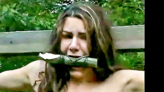humiliation, bondage, insex - gagged bitch on beam