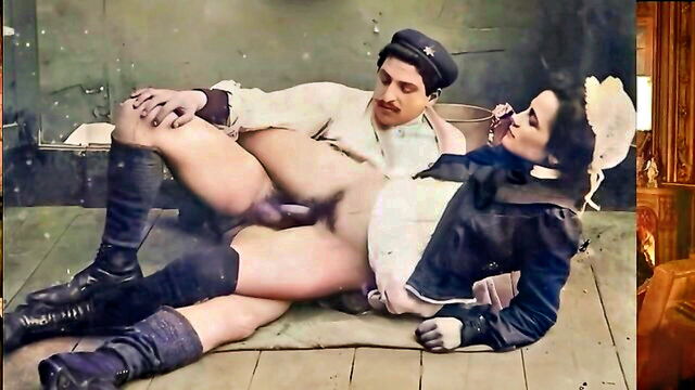 masturbation, vintage, lesbians - 120 years old porn colorized