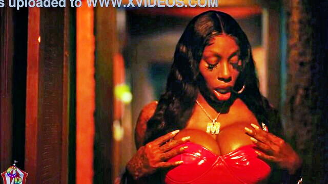 ebony, big tits, big cock - mystique gets a large surprise on valentines day