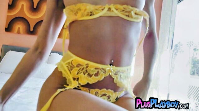 petite ebony girl in lingerie