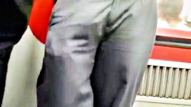 daddy, big cock, amateur - security guys big bulge in metro